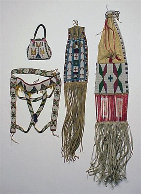 Lot 128 - Sioux Beaded and Quilled Hide Tobacco Bag With...