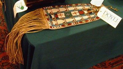 Lot 127 - Plains Beaded and Fringed Hide Tobacco Bag...