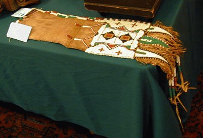 Lot 129 - Plains Beaded and Fringed Hide Tobacco Bag...