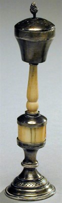 Lot 324 - Continental Silver and Ivory Spice Container...