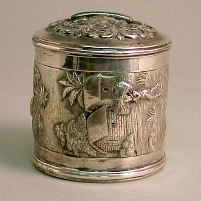 Lot 338 - Silver Charity Box Of circular form, worked in...