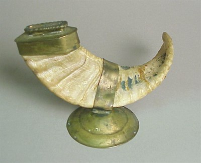 Lot 337 - Two Brass Charity Boxes and a Ram's Horn...