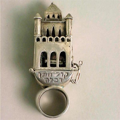 Lot 318 - Continental Silver Marriage Ring Of tower form,...