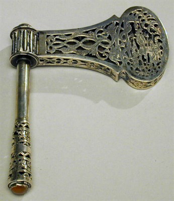 Lot 335 - Continental Silver Purim Gregger With pierced...