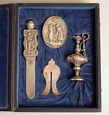 Lot 340 - Silver Four-Piece Circumcision Set In a fitted...