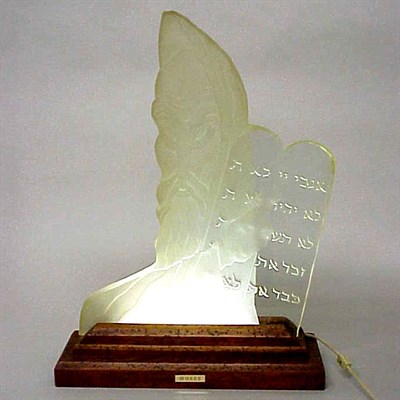 Lot 348 - Etched Glass Sculpture Depicting Moses holding...