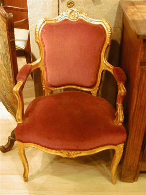 Lot 115 - Louis XV Style Gilt-Wood Armchair and Side Chair