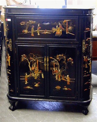 Lot 309A - Chinese Stone-Inlaid Ebonized Mahogany Bar