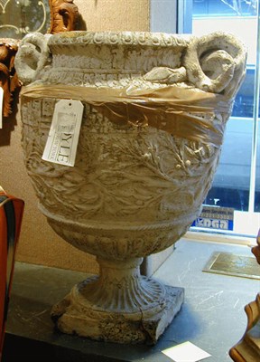 Lot 247 - Pair of Cast Stone Garden Urns