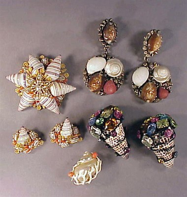 Lot 321 - Group of Shell Jewelry Comprising a suite of...
