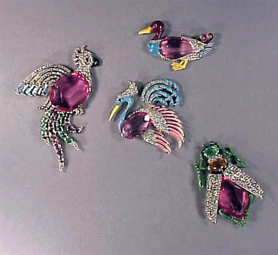 Lot 320 - Group of Four Trifari Enameled Metal Creatures...