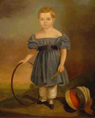 Lot 4 - American School 19th Century BOY WITH HOOP,...