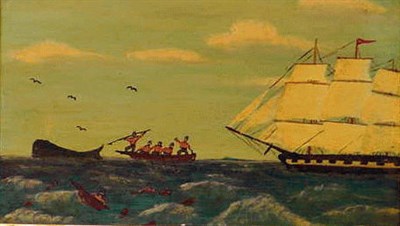 Lot 25 - 19th Century School SHIPS AT SEA and WHALING...