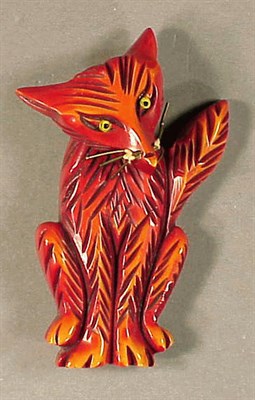 Lot 424 - Bakelite Pivoting Brooch Depicting a fox with...