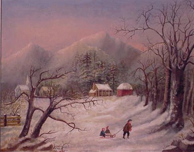 Lot 41 - Manner of George Henry Durrie SLEDDING IN THE...