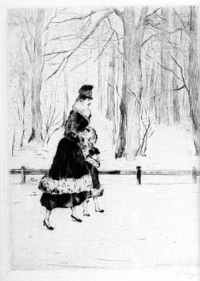 Lot 240 - Lesser Ury IM TIERGARTEN Drypoint, signed in...