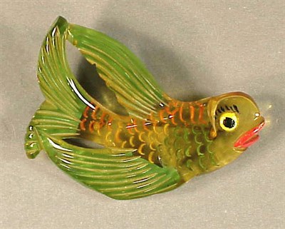 Lot 440 - Bakelite Reverse Carved and Painted Brooch...