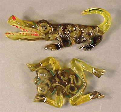 Lot 442 - Two Bakelite Reverse Carved and Painted...