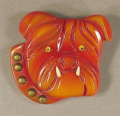 Lot 427 - Bakelite Brooch Depicting a bulldog with...