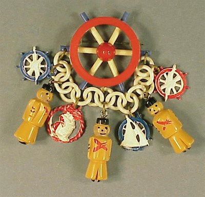 Lot 446 - Bakelite and Celluloid Brooch Depicting a ship'...