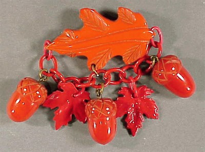Lot 416 - Bakelite and Celluloid Brooch Depicting a leaf...