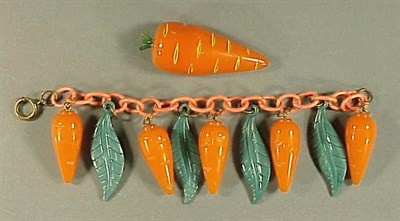Lot 421 - Bakelite and Celluloid Bracelet The chain...