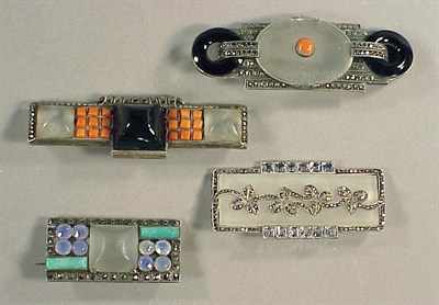 Lot 61 - Four Theodor Fahrner Matte Rock Crystal...