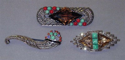 Lot 109 - Three Theodor Fahrner Pins Late 1920s Each...
