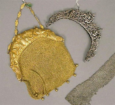 Lot 1053 - Gilt Sterling Silver Mesh Bag Early 20th...