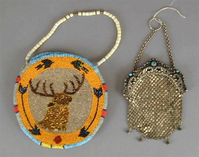 Lot 1054 - Native American Beaded Bag and Mesh Bag Early...