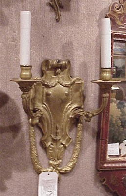 Lot 179 - Pair of Louis XV Style Bronze Two-Light Sconces