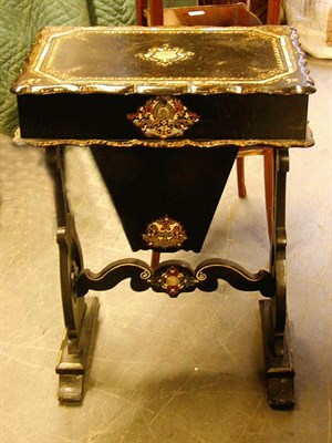 Lot 104 - Victorian Papier Mache Sewing Table