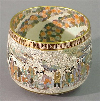 Lot 137 - Deep Cup Form Satsuma Chawan of Cherry Blossom...