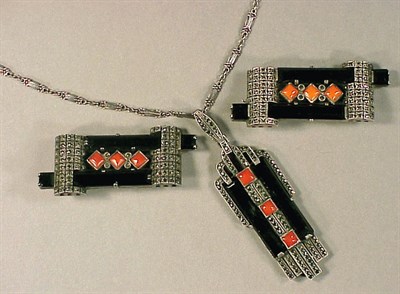 Lot 59 - Theodor Fahrner and Other Marcasite and Coral...