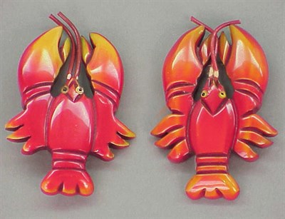 Lot 436 - Pair of Bakelite Brooches Each depicting a...