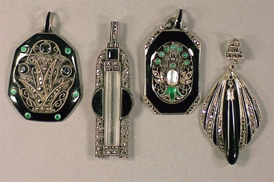 Lot 53 - Four Theodor Fahrner Pendants Each sterling...
