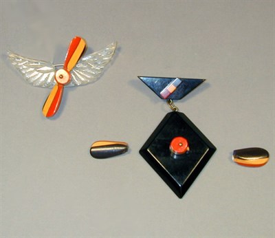 Lot 348 - Two Bakelite Brooches One a rotating...