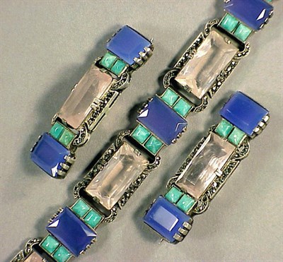 Lot 128 - Theodor Fahrner Bracelet and Pin Suite 1920s...