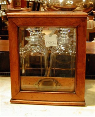 Lot 421 - Victorian Oak and Glass Tantalus