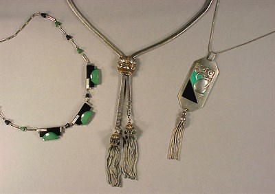 Lot 87 - Group of Three Art Deco Necklaces Comprising a...