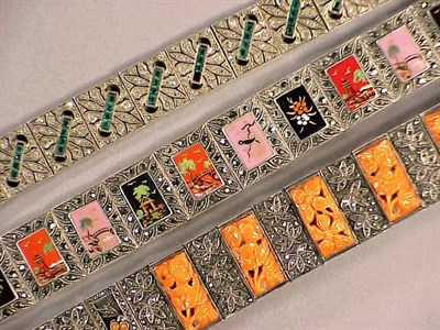 Lot 98 - Three Marcasite and Silver Art Deco Bracelets...