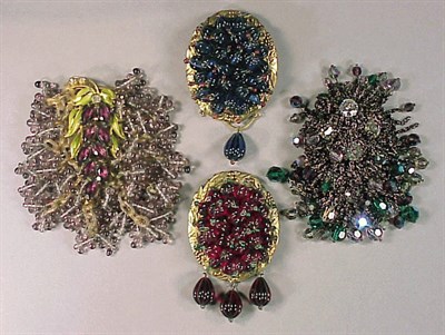 Lot 242 - Group of Four Large Dangling Bead Brooches...