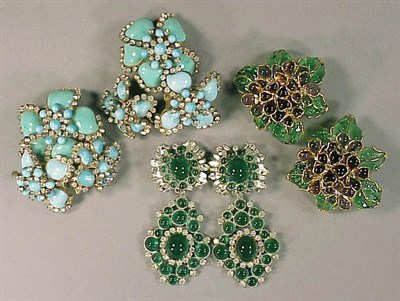 Lot 191 - Three Pairs Large Pate de Verre Earrings The...