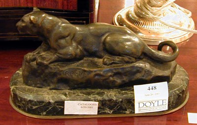 Lot 448 - Bronze Sculpture of a Jaguar Signed.