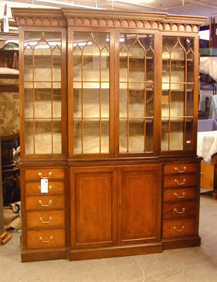 Lot 574 - Regency Style Mahogany Breakfront Cabinet