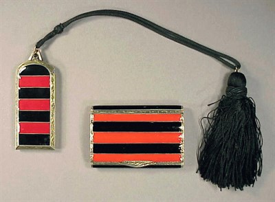 Lot 58 - Black and Red Art Deco Vanity Set French,...