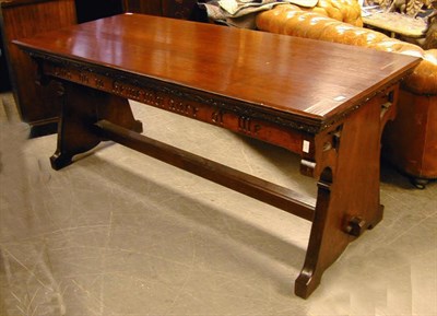 Lot 240 - Gothic Revival Oak Library Table with Inscription