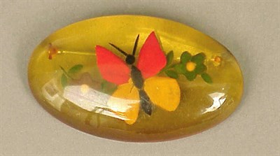 Lot 457 - Bakelite Reverse Carved and Painted Brooch Of...