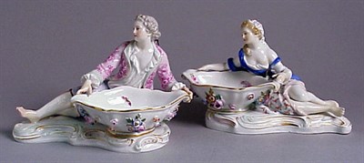 Lot 193 - Pair of Meissen Porcelain Figural Salts