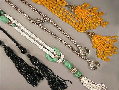 Lot 100 - Four Long Bead Necklaces 1920s Comprising...